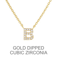 GOLD DIPPED CZ INITIAL NECKLACE